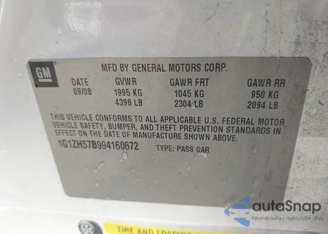 2009 Chevrolet Malibu Lt z USA, uszkodzony, nr VIN 1G1ZH57B994160672